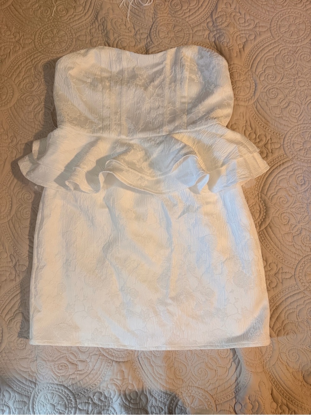 Lulu's White Strapless Peplum Mini Dress